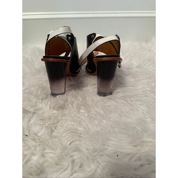 L.A.M.B chase heels lucite sz 10 olive black leather sandals - Picture 4 of 8